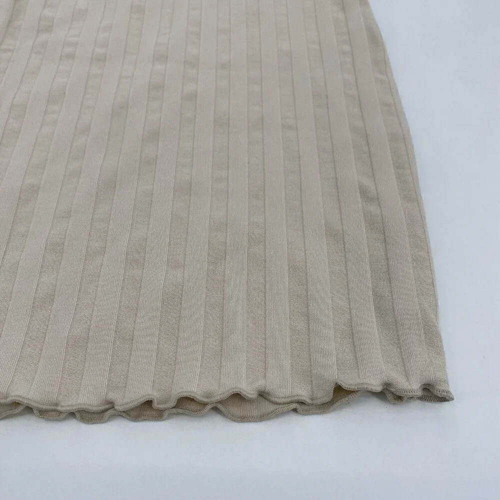 Aerie OG Groove Mini Skirt Size Medium Ribbed Stretch OFFLINE Beige